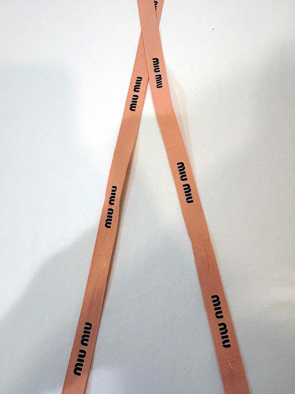 Miu Miu Pink Grosgrain Ribbon by the Yard w/ Black Logo Print, Printed Design